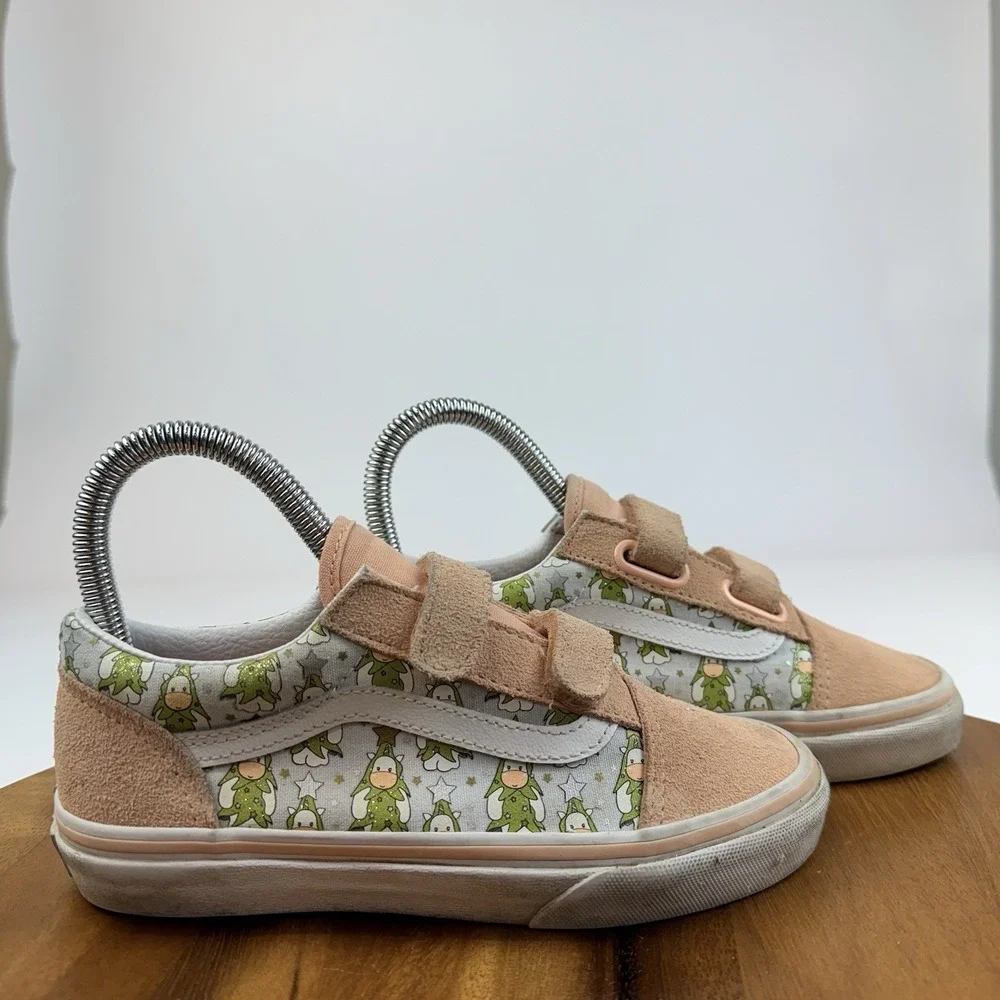 Big Kids Girls Vans‎ Old Skool V Holiday Christmas Tree Pink Sneakers Size 2 Y